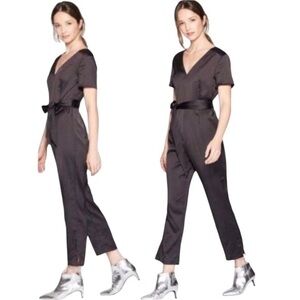Prologue Black V-Neck Jumpsuit with Tapered Pants Size 8